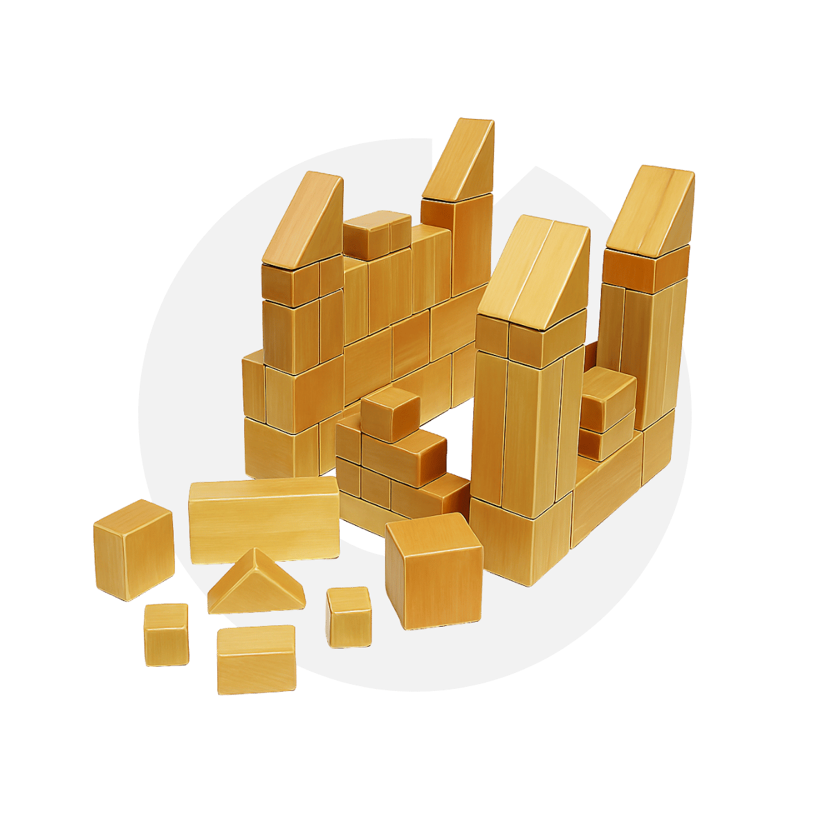 63 Parça Ahşap Bloklar