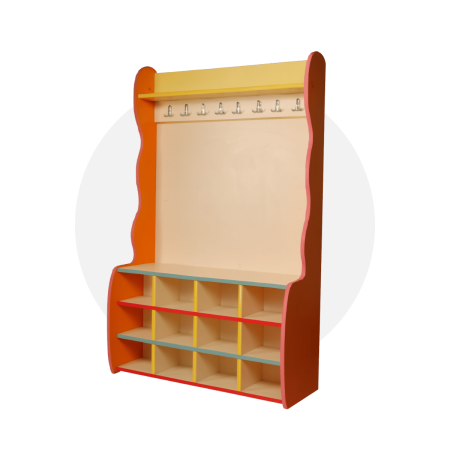 Dalgalı Portmanto ile anaokulu girişlerinde düzeni sağlayın! 12 kişilik, genişletilebilir ve 18 mm MDF lam malzemeden üretilen modeli hemen keşfedin.