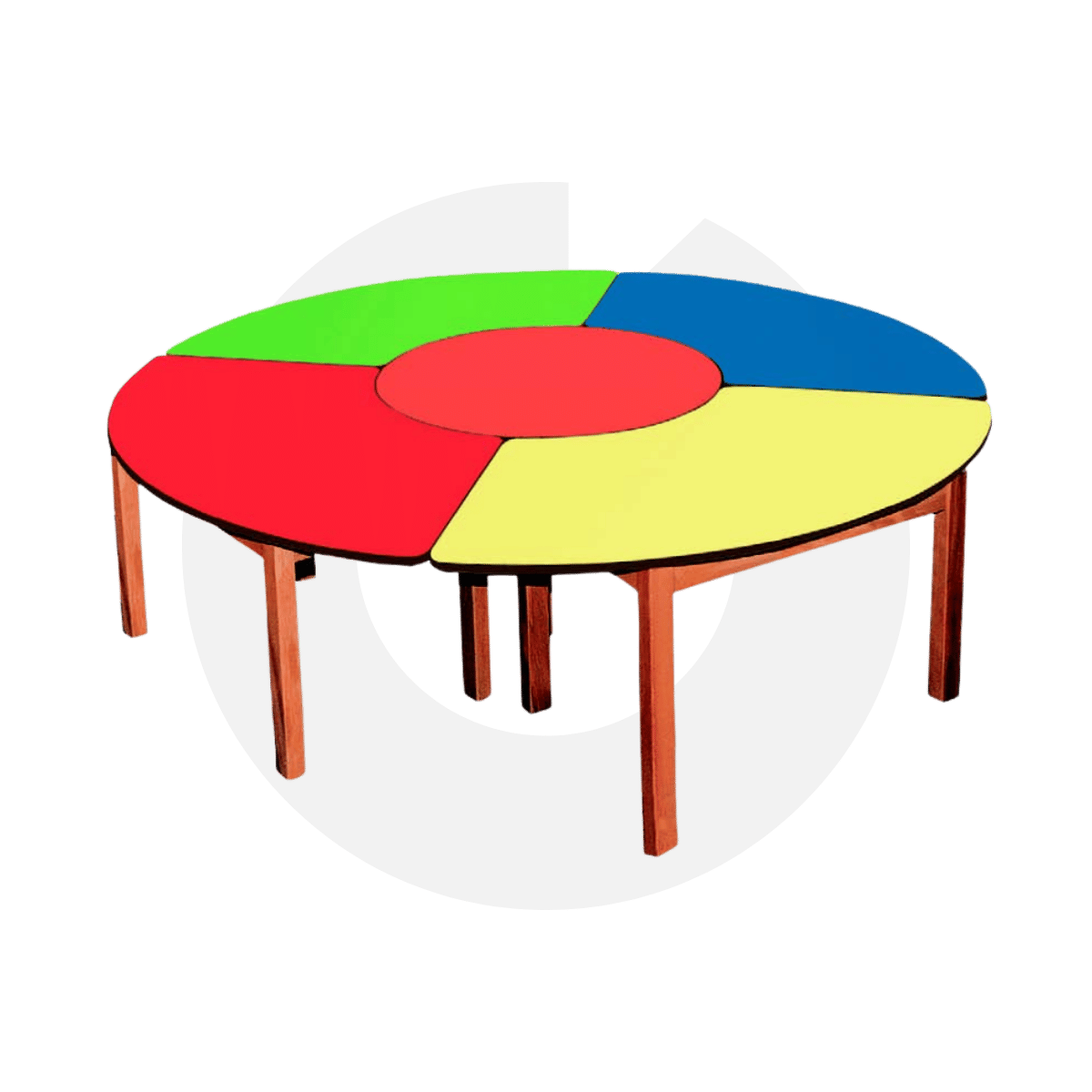 200 cm çapında, kayın ayaklı ve MDF tabanlı dev yuvarlak aktivite masası! Anaokulu ve grup çalışmaları için ideal, dayanıklı ve sağlıklı seçim.
