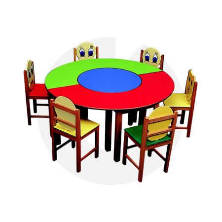 Küçük Yuvarlak Masa Grubu ile anaokulu sınıflarına düzen ve sağlamlık getirin! 3 parçalı, kayın ayaklı ve MDF LAM tablalı modeli hemen keşfedin.