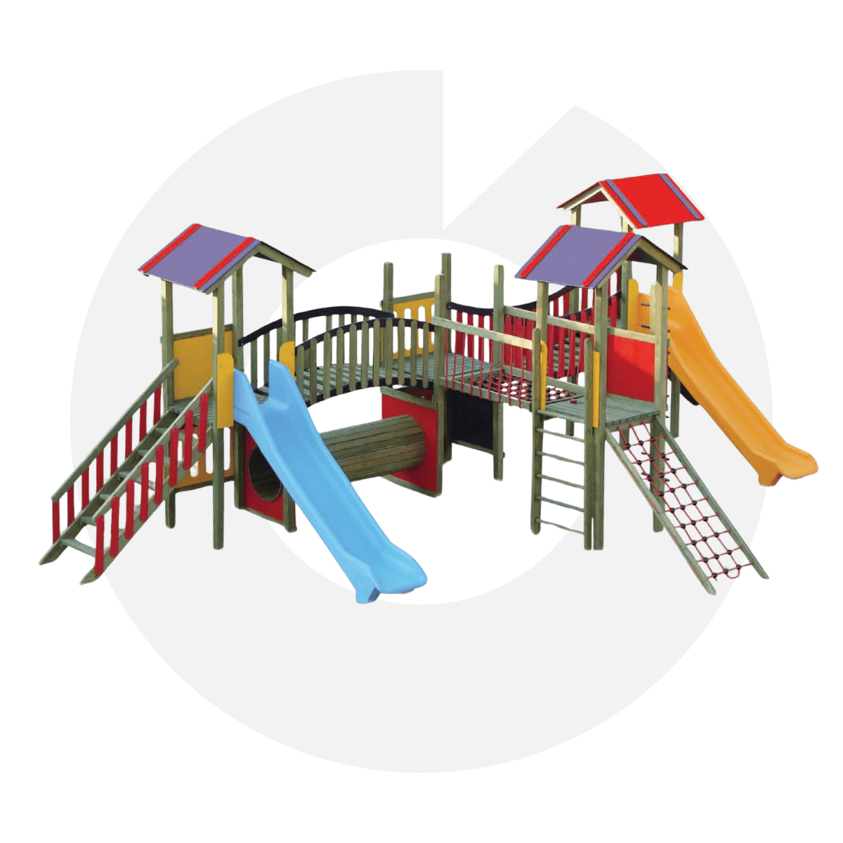 3 Kuleli Ahşap Oyun Parkı 14 ile güvenli ve doğal dev oyun alanları kurun. Büyük siteler ve okullar için dayanıklı park setini hemen keşfedin.