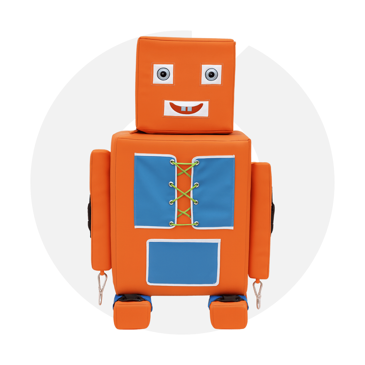 İp bağlama ve fermuar öğretici turuncu eğitici beceri robotu